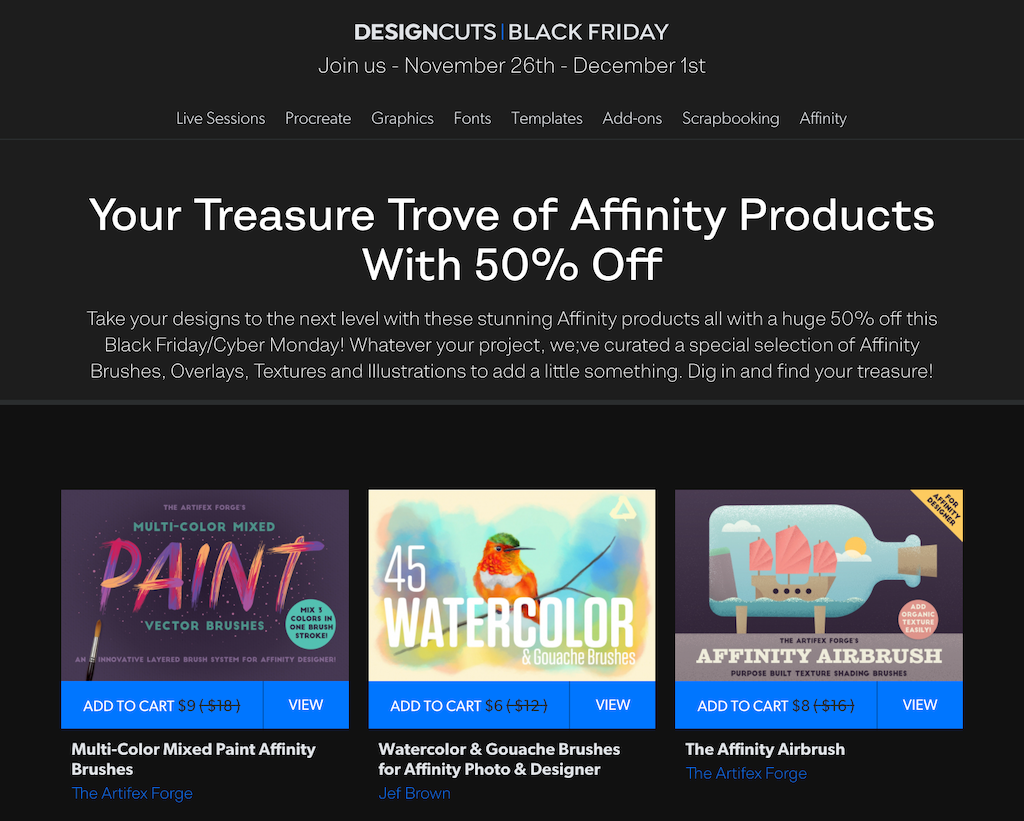 ブラックフライデー Design Cuts Affinity アフィニティ のブラシやイラストが50 オフなのは ナイショ Sainoitnote デザイン素材